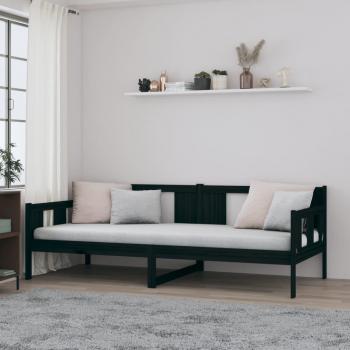 Sofá Cama de Madera Maciza de Pino Color Negro 80x200 cm