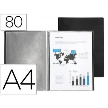 Carpeta Liderpapel Escaparate con 80 Fundas de Polipropileno para Documentos A4 en Color Negro Opaco