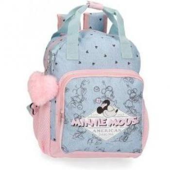 Mochila Minnie Mouse American darling 32 cm con bolsillo frontal