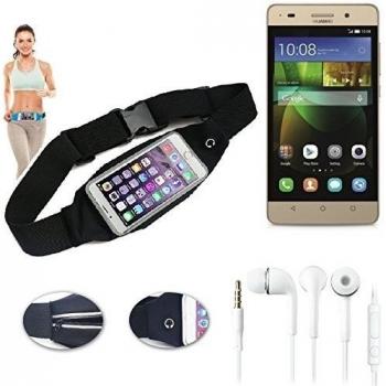 Cinturón de bandolera bolso de la cintura bolsa para Huawei G Play mini, negro + auriculares. Aptitud del deporte de la cubierta a prueba de lluvia Ejercicio corriente - K-S-Trade
