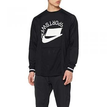NIKE M NSW Top LS PTCH Camiseta de Manga Larga, Hombre, Black/White, L