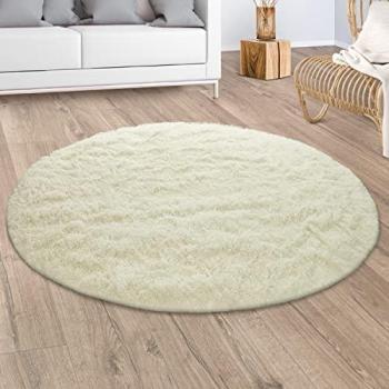 Alfombra Salón Pelo Largo Shaggy Mullida y Suave Monocolor Amarillento-Blanco 60x100 cm