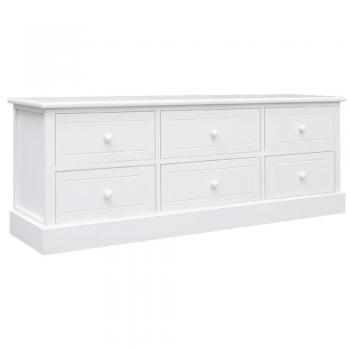 Mueble para TV de madera maciza de paulownia blanco 108x30x40 cm