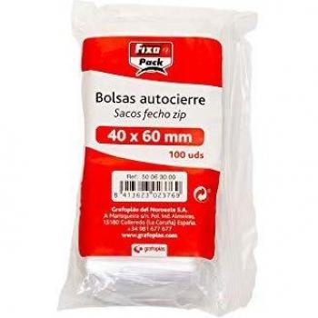 Fixo Pack 50063000－Pack de 100 bolsas autocierre, 40 x 60 mm