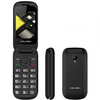 Teléfono Móvil Volfen Nexo Flip Negro, Tipo Concha, Pantalla 2.4, Dual SIM, Micro SD, Cámara Integrada y Batería de Larga Duración