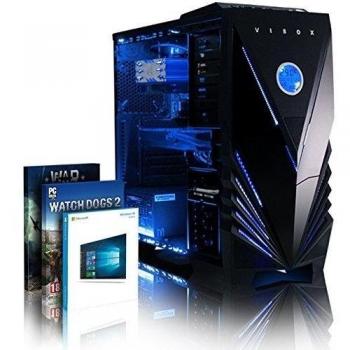 VIBOX Pegasus 36 - 4,0GHz Intel i7 Quad Core CPU, GTX 1080 GPU, Extremo, Ordenador de sobremesa para oficina Gaming con unidad central, Windows 10, Iluminaciàn interna azul