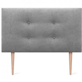 Cabecero Tapizado de Polipiel o Tela Aqualine Pro con 2 Hileras de Botones y Patas (90x105cm, Gris)