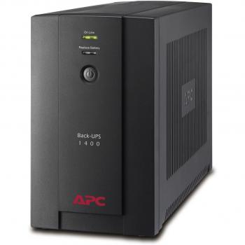 Sistema de Alimentación Ininterrumpida APC Back-UPS BX 1400VA con 4 Tomas Schuko, AVR, USB y Software de Apagado - Color Negro