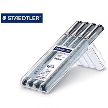 Staedtler Pigment Liner 308 Pack de 4 Rotuladores de Punta Fina - Negro
