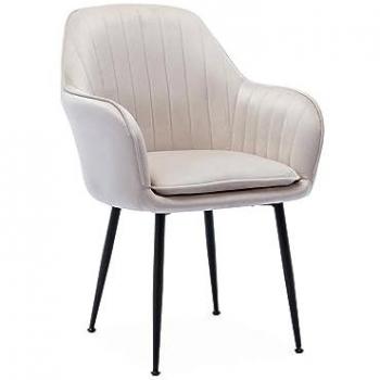 Sillón de Terciopelo Blanco Roto con Patas de Metal Shella 57x59x84.5 cm