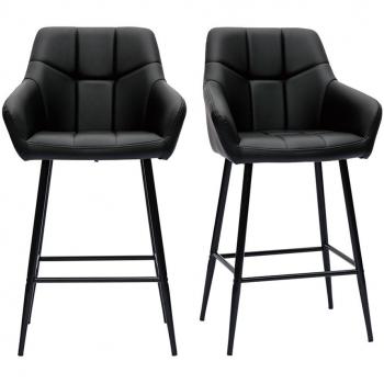 Set de 2 taburetes de cocina con asiento acolchado negro y metal negro 65 cm MONTERO