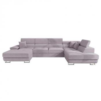 Sofá rinconero Comfivo 241, púrpura, con función de descanso y caja de ropa de cama, 345x202x71cm