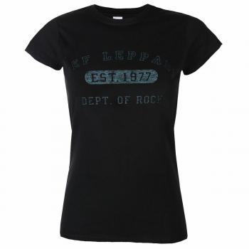 Def Leppard Women's Collegiate Logo T-Shirt - Black - Rock Off XL