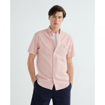 Camisa Regular Fit de lino a rayas rosa Gant