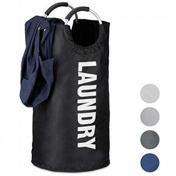 Cesto de Ropa Sucia Plegable con Asas, 60 Litros, Redondo, Negro