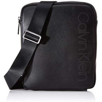 Calvin Klein - Punched Flat Cross Over, Shoppers y bolsos de hombro Hombre, Negro