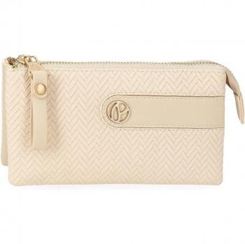 Monedero Pepe Jeans Sprig tres compartimentos Beige
