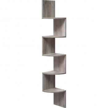 Estantería de esquina de 5 niveles en madera, solución práctica y elegante para organizar tu cocina, dormitorio, sala de estar y estudio