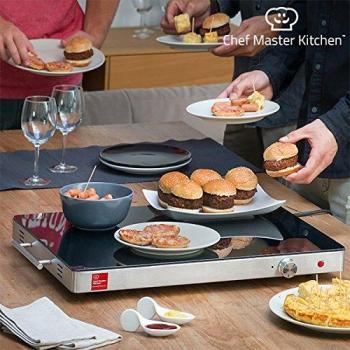 Chef Master Kitchen Bandeja Calientaplatos, Acero Inoxidable, Gris, 61 x 41 x 6 cm