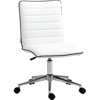 Vinsetto Silla de Oficina Ergonómica Giratoria Altura Ajustable Respaldo Piel Sintética 47x57x76,5-86,5 cm Carga 120 kg Blanco