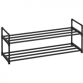 Zapatero Metálico con 2 Estantes, Negro / 30 x 92 x 34 cm
