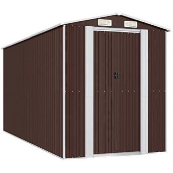 vidaXL Garden Shed Dark Brown 192x440x223 cm Galvanised Steel