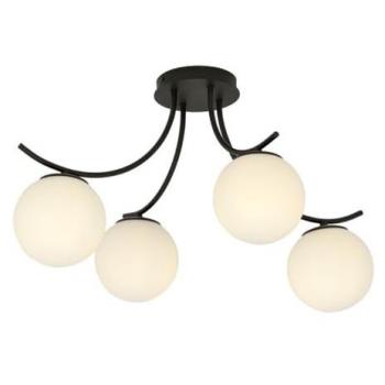 Lámpara de Techo Boston EPIKASA, Acero con recubrimiento en polvo y Vidrio, Color Negro y Blanco, Dimensiones 70x37x65 cm