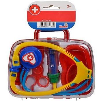 Simba- Doktorkoffer, 2-Sort, 18 x 16 cm/transparenter Deckel, 5 Juegos de médicos, Multicolor (265260)