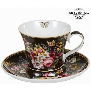 Tazza con piatto bloom black - Kitchen's Deco Collezione by Bravissima Kitchen