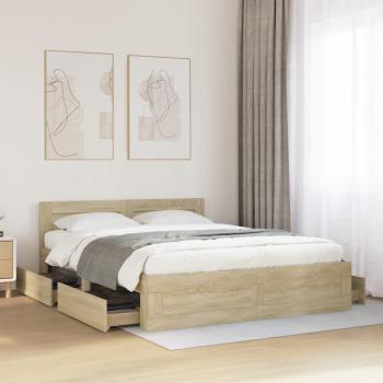 Cabecero de roble Sonoma 160x200 cm en madera multicapa y madera de ingeniería marrón