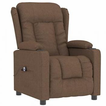 Sillón reclinable eléctrico de tela marrón Vidaxl