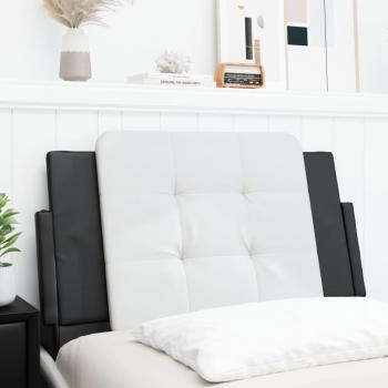 Almohada de cabecero acolchado en cuero sintético blanco y negro de 80 cm