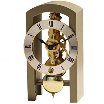 Reloj de mesa Hermle 23015-D10721, madera gris, dimensiones 18cm x 9cm x 11cm