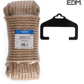 Madeja de cuerda natural de yute bio de 20 metros, 3 cabos, calibre 8 mm