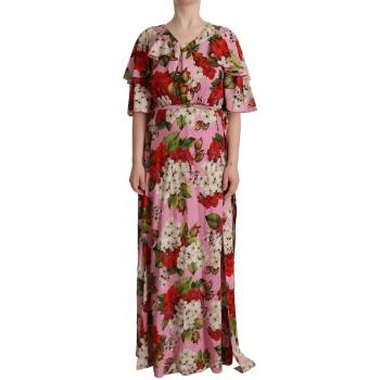 Dolce & Gabbana Pink Floral Silk Stretch Gown Maxi Dress - IT44|L