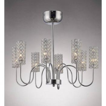 Colgante de 8 luces Martina en cromo pulido con cristal, no compatible con LED/CFL