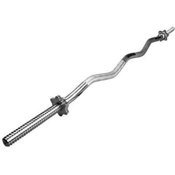 Amazon Brand - Umi - Barra de Levantamiento de Pesas Estándar EZ Curl Bar 120cm de Cromo Macizo con 2 Collares spinlock - Diámetro 25mm