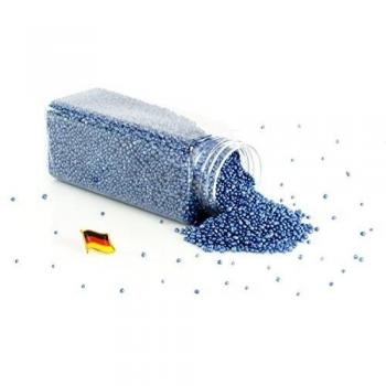 Perlas granuladas decorativas SAMMY, flotantes, color azul oscuro brillante, 2 - 4 mm, 605 ml bote, Producido en Alemania - Piedrecitas originales - monsterkatz