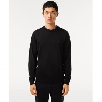 Sweter de punto de lana 100% con parche de logo - Hombre - Negro - XXL