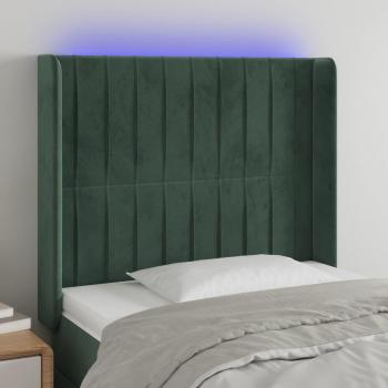 Cabecero Led Verde Oscuro 93x16x118/128 cm en Terciopelo con iluminación LED