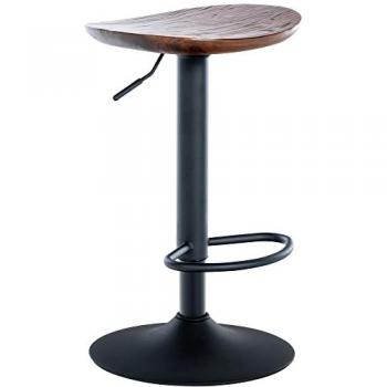 Taburete de bar regulable y giratorio en madera nogal con base metálica