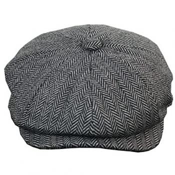 Infinity Leather Men's Grey Tweed Peaky Blinders Gatsby Hat - Size Large