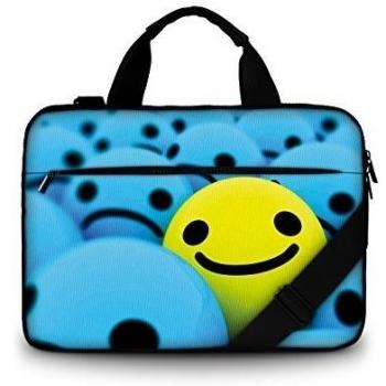 Luxburg® Design Bolso Funda blanda business para portátil ordenadores Laptop Notebook hasta 15.6 con correa. compartimentos. Motivo: Smiley