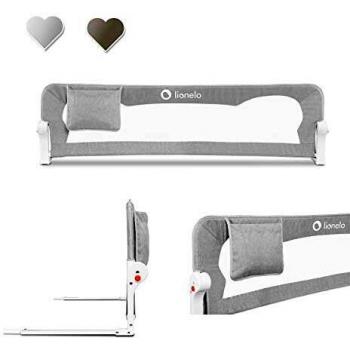 Lionelo Eva Barrera para la cama 150 x 35 x 42 Cinturones de seguridad SecureBelt Bloqueo Standsafe Compacta Malla transpirable Montaje sencillo Gris melange