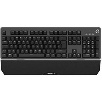QPAD MK-40 Pro Teclado Gaming Semimecánico, Iluminación RGB, Diseño Alemán QWERTZ, Superficie de Metal, Cableado, Negro