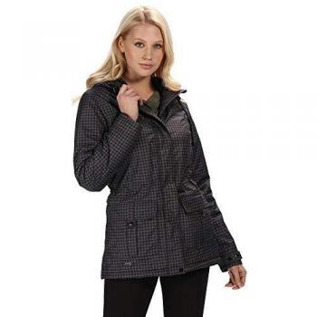 Regatta Braelynn - Chaqueta de invierno impermeable y transpirable con capucha para mujer, Mujer, Chaquetas con aislamiento impermeable, RWP284 92B08L, Negro/Imán, XXS