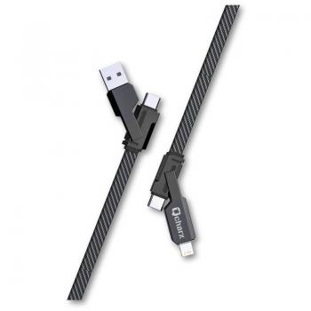 Cable Qcharx Multicabezal USB-C a USB-A, USB-C a USB-C y USB-A Lateral