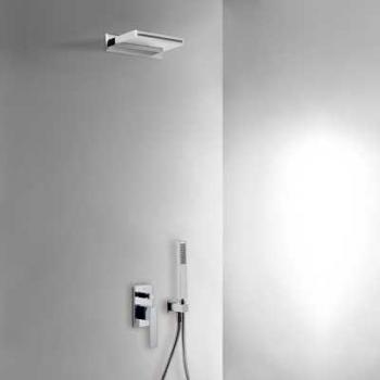 Tres Griferia - Kit De Ducha Monomando Empotrado Con Cierre Y Regulación De Caudal.
· Cuerpo Empotrado Incluido
· Ducha Inox Con Cascada 152X200 Mm.
· Soporte Con Toma Pared
