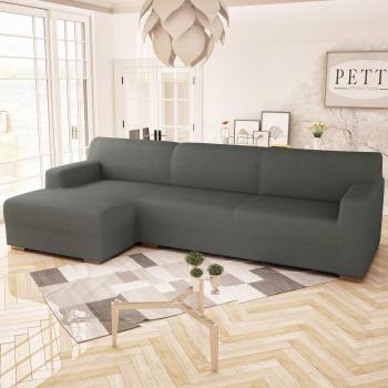 PETTI Artigiani Italiani Sofa Longue, Funda Elástica, 100% Made in Italy, Gris, 3 Plazas