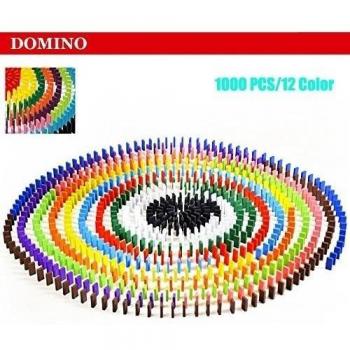 Rubility® 1000PCS/PACK Dominó Arco Iris de Colores Bloques de Construcción de Madera Para la Primera Infancia Juguetes Educativos de Lactantes y Niños Pequeños
